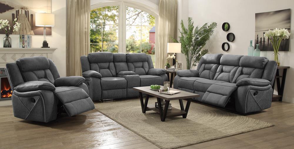 Higgins Pillow Top Arm Faux Suede Motion Loveseat with Console