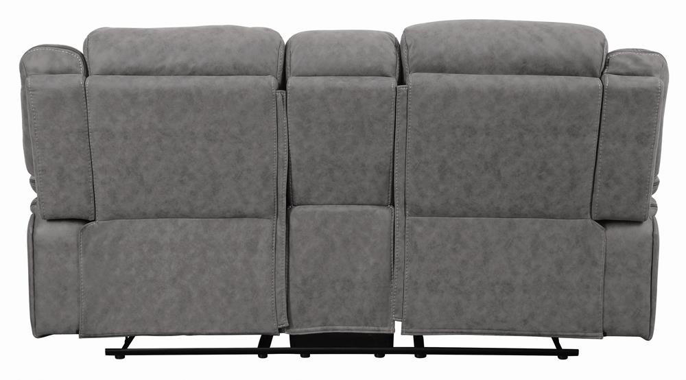 Higgins Pillow Top Arm Faux Suede Motion Loveseat with Console