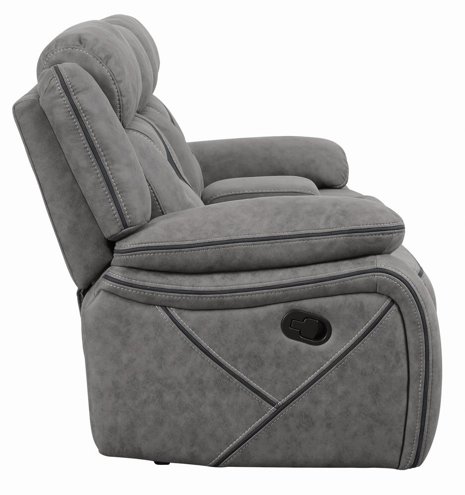 Higgins Pillow Top Arm Faux Suede Motion Loveseat with Console