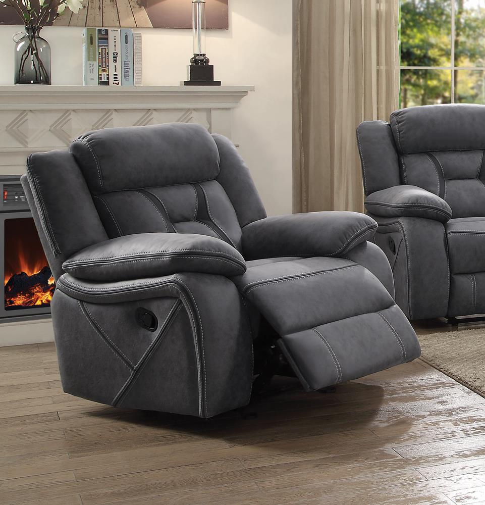 Higgins Overstuffed Faux Suede Glider Recliner