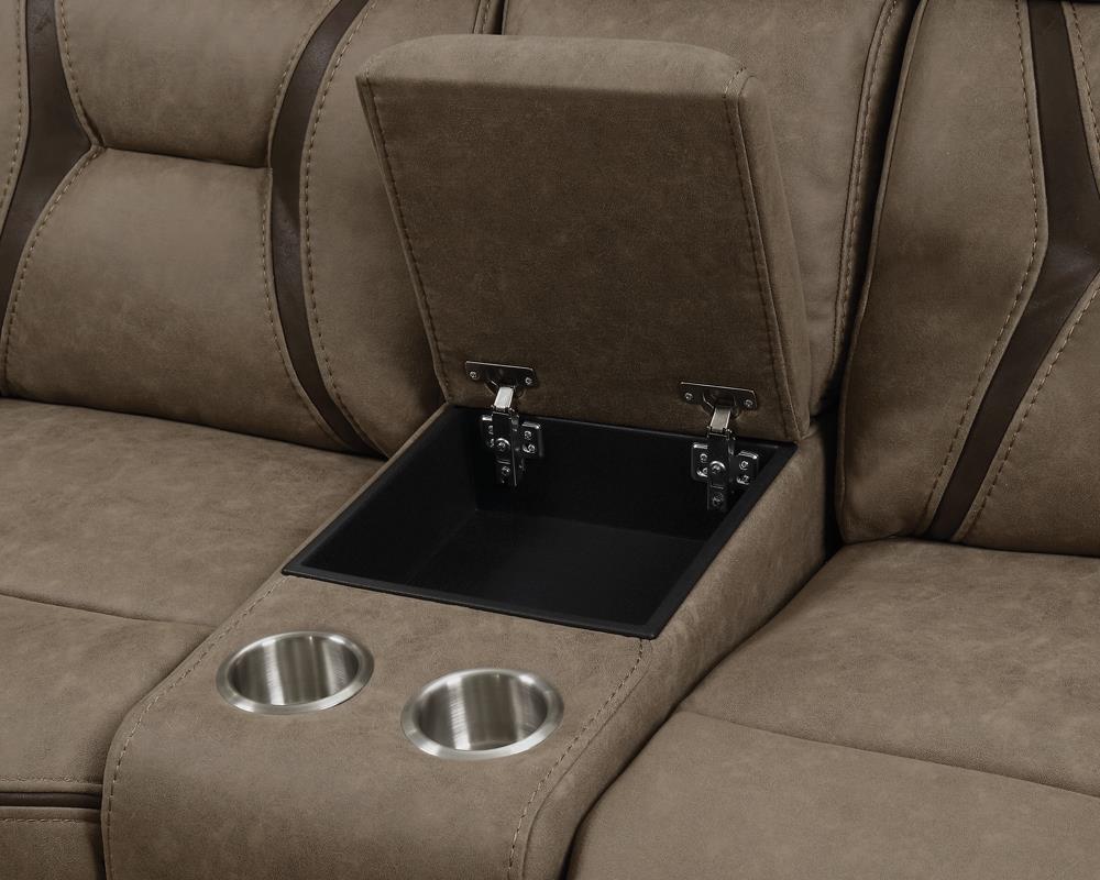 Higgins Pillow Top Arm Faux Suede Motion Loveseat with Console