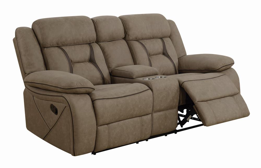 Higgins Pillow Top Arm Faux Suede Motion Loveseat with Console
