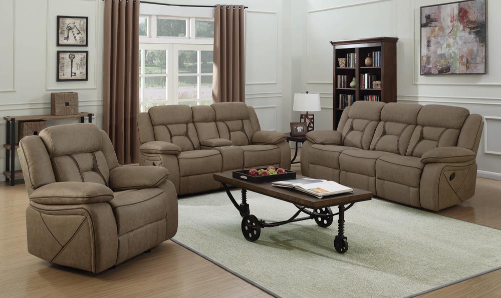 Higgins Pillow Top Arm Faux Suede Motion Loveseat with Console
