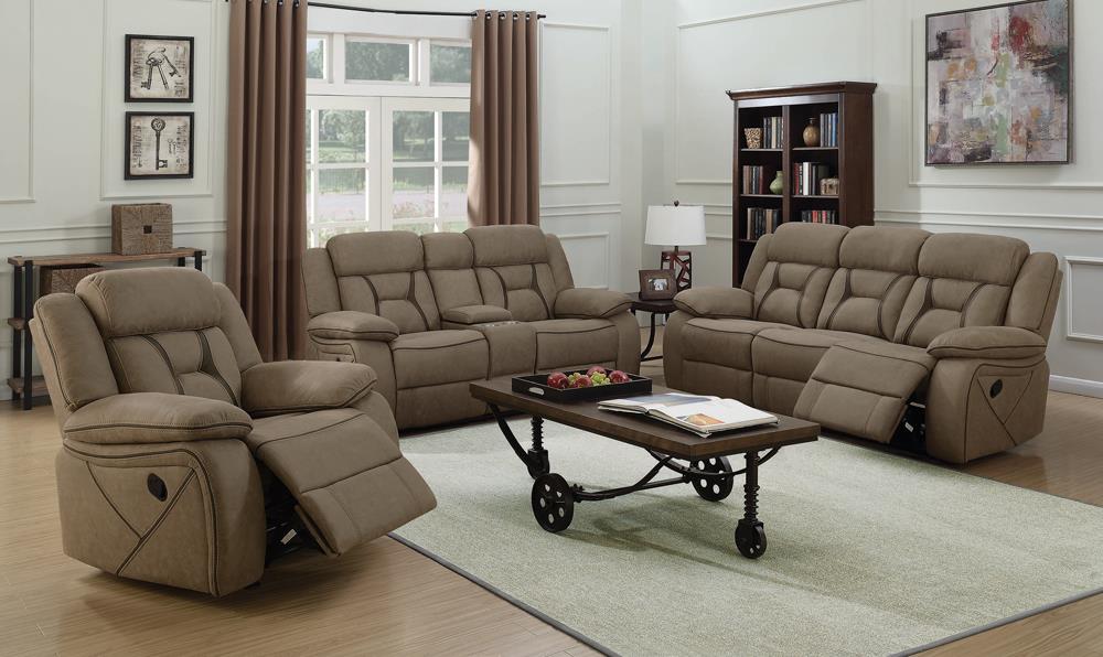Higgins Pillow Top Arm Faux Suede Motion Loveseat with Console