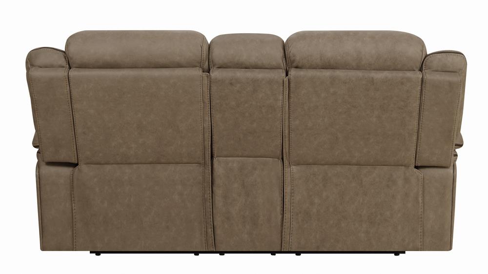 Higgins Pillow Top Arm Faux Suede Motion Loveseat with Console