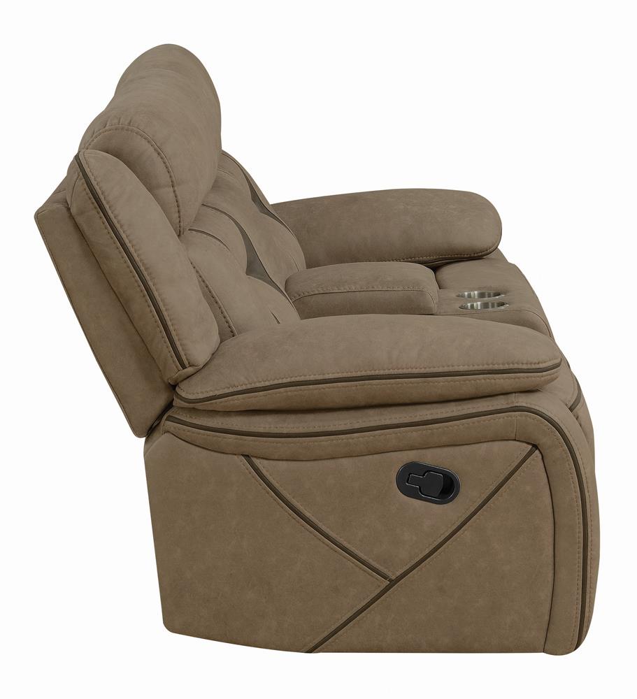 Higgins Pillow Top Arm Faux Suede Motion Loveseat with Console