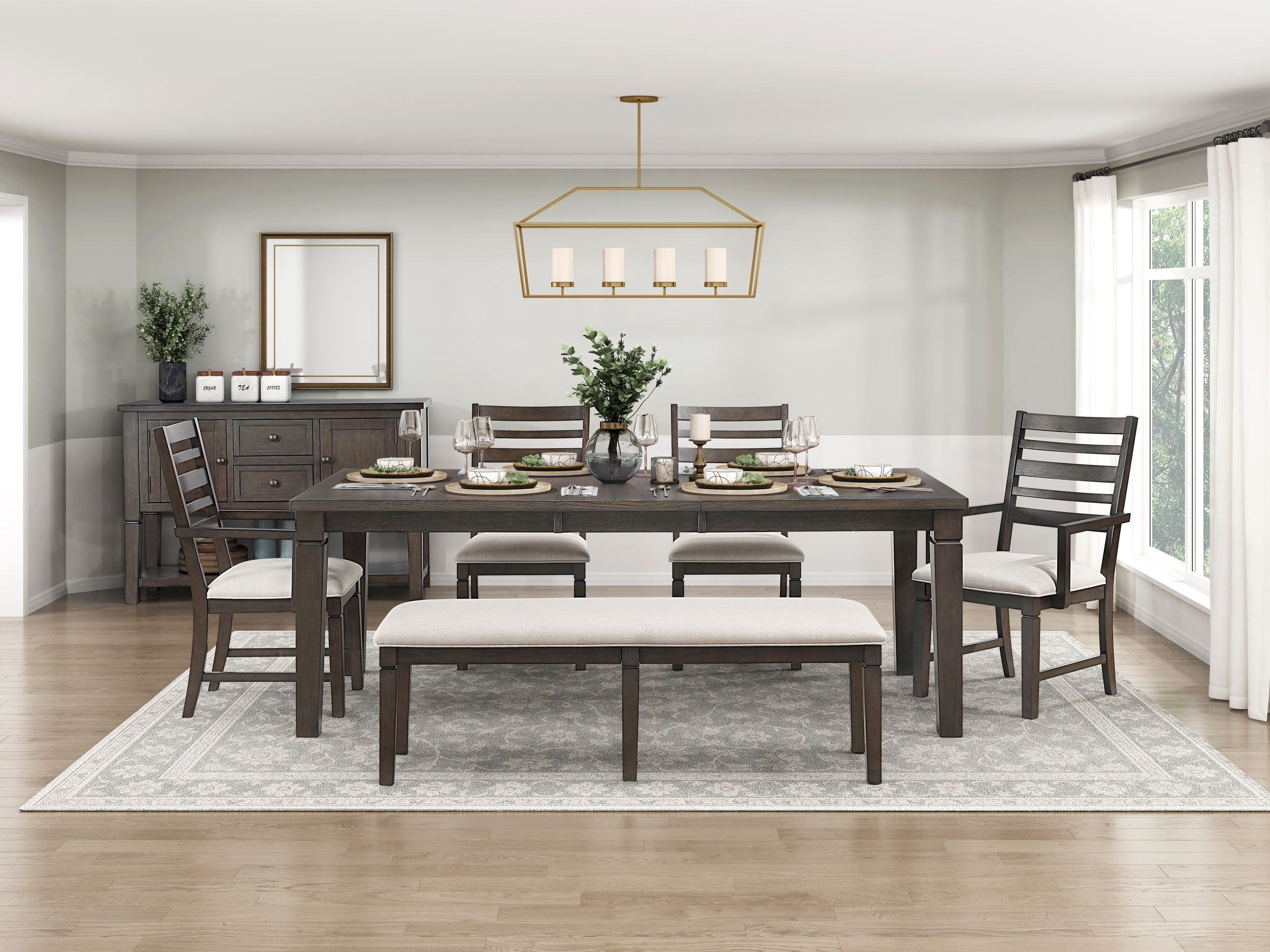 Victoria Rectangular Extendable Wood Dining Room Set