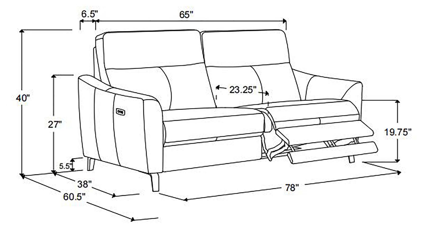 Derek Leatherette Power Sofa with USB Port