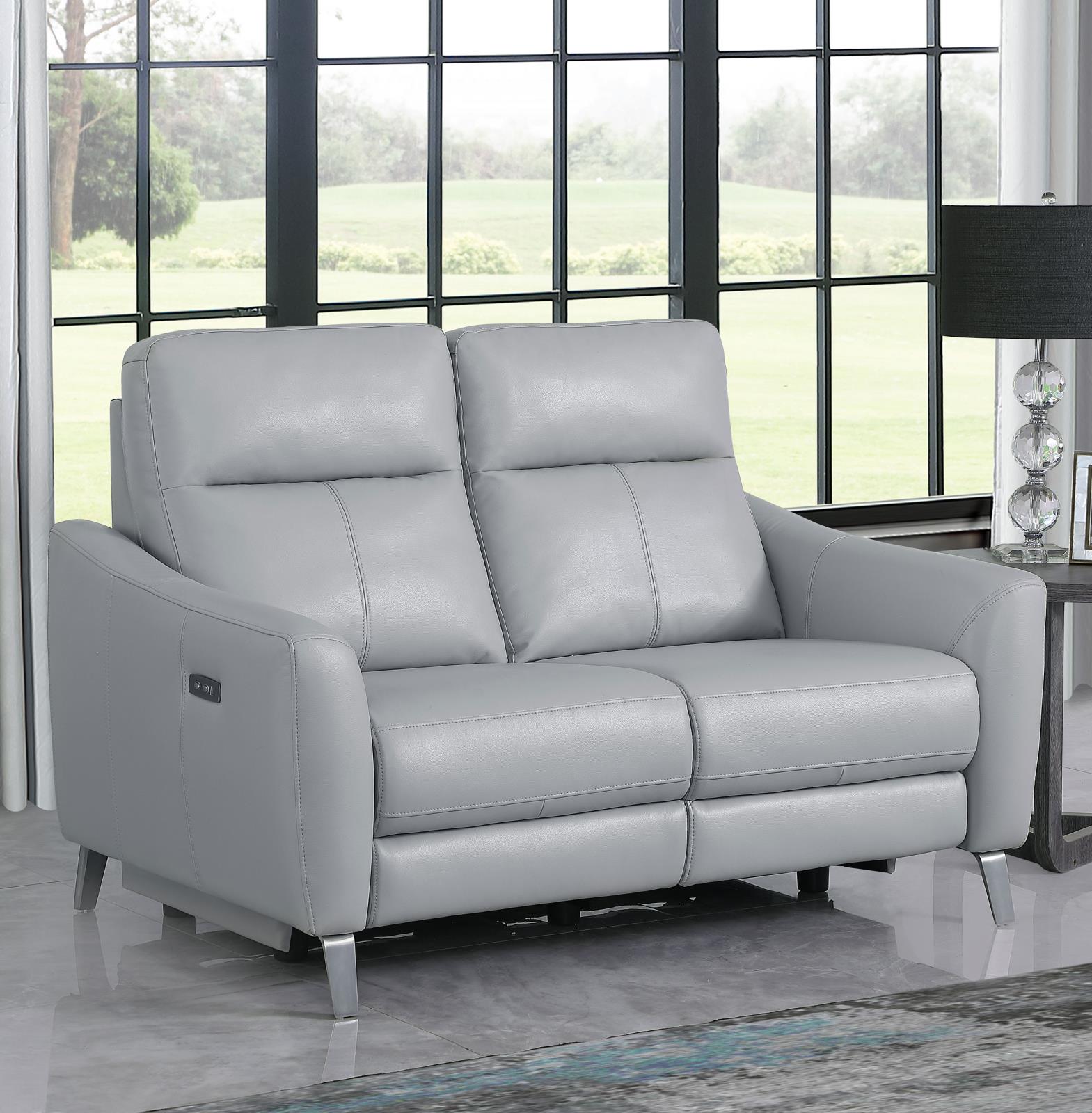 Derek Leatherette Power Loveseat with USB Port