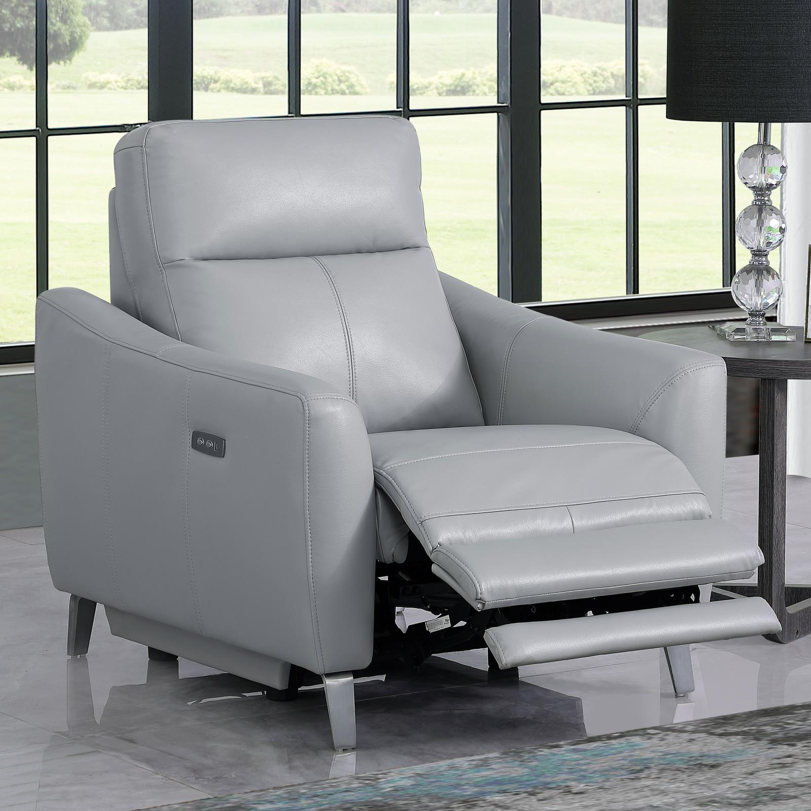 Derek Leatherette Power Recliner with USB Port
