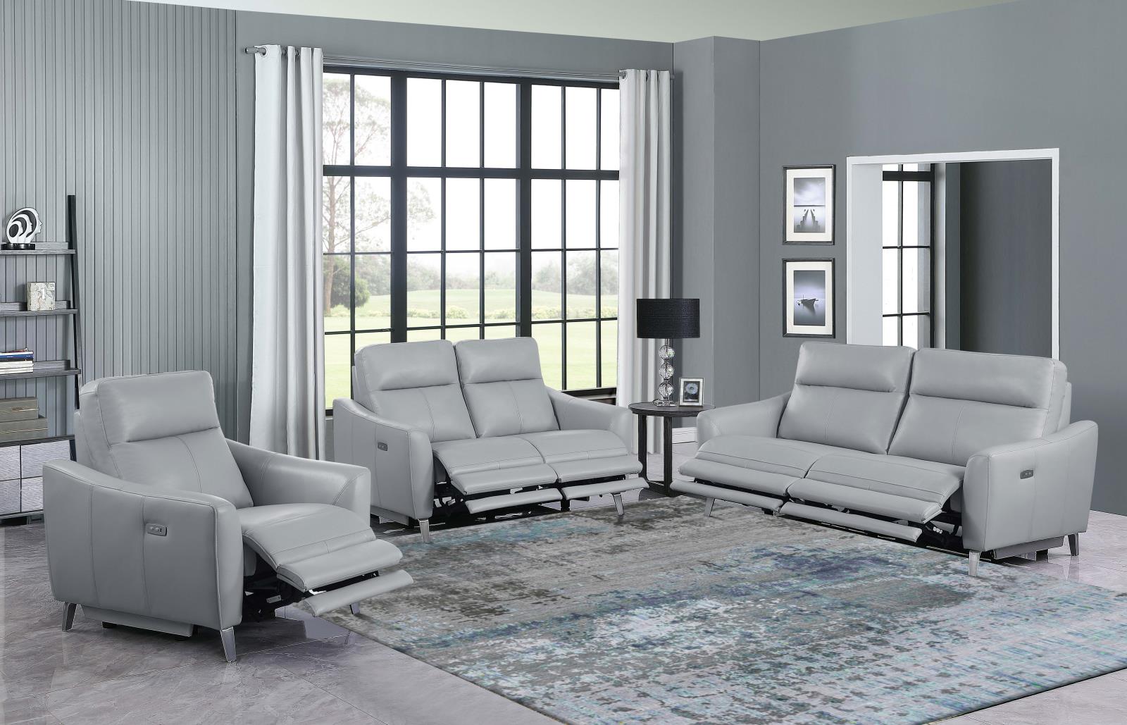 Derek Leatherette Power Recliner with USB Port