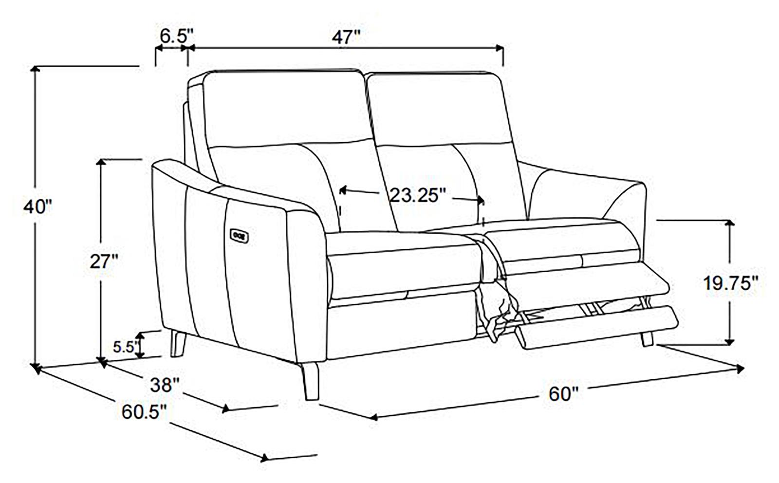 Derek Leatherette Power Loveseat with USB Port