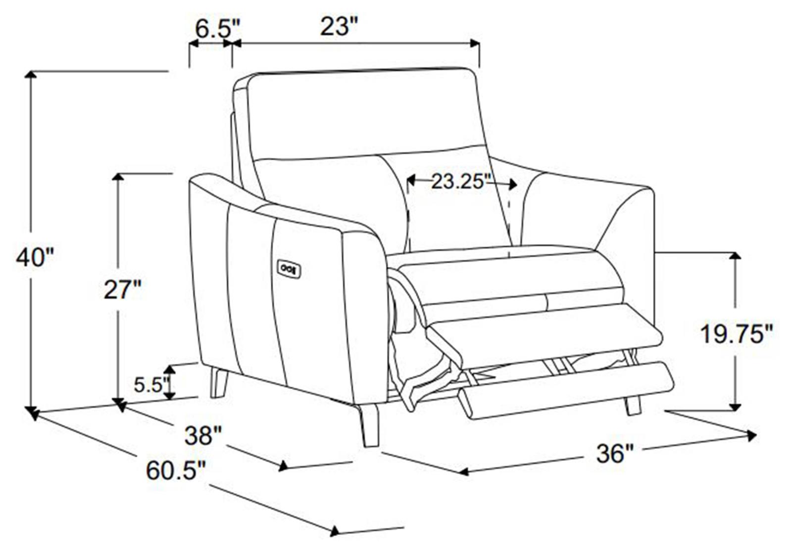 Derek Leatherette Power Recliner with USB Port