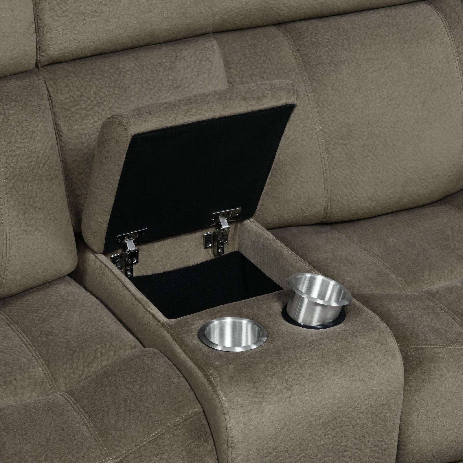 Myleene Velvet Upholstered Glider Loveseat with Console