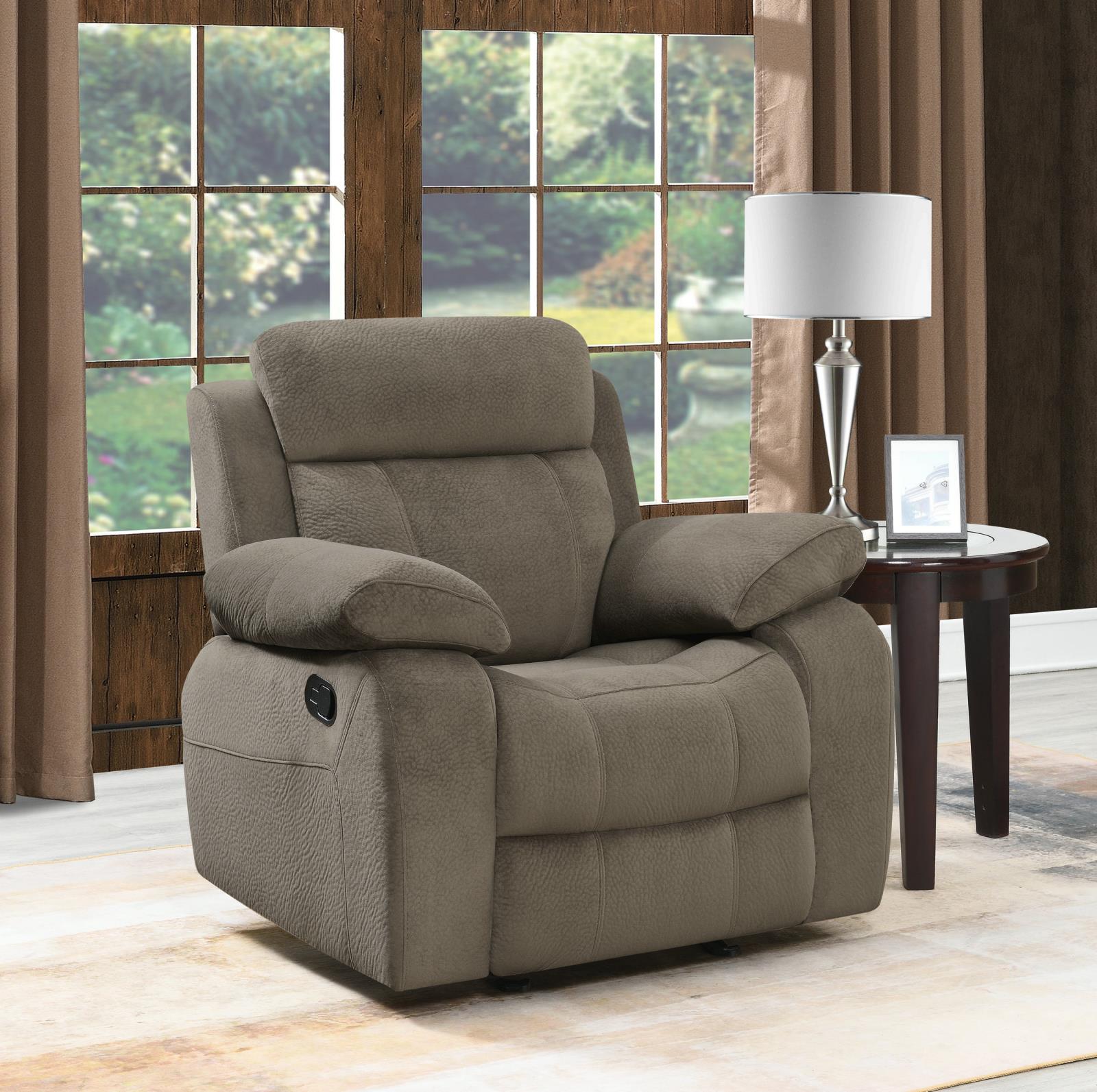 Myleene Velvet Upholstered Pillow Top Arm Glider Recliner