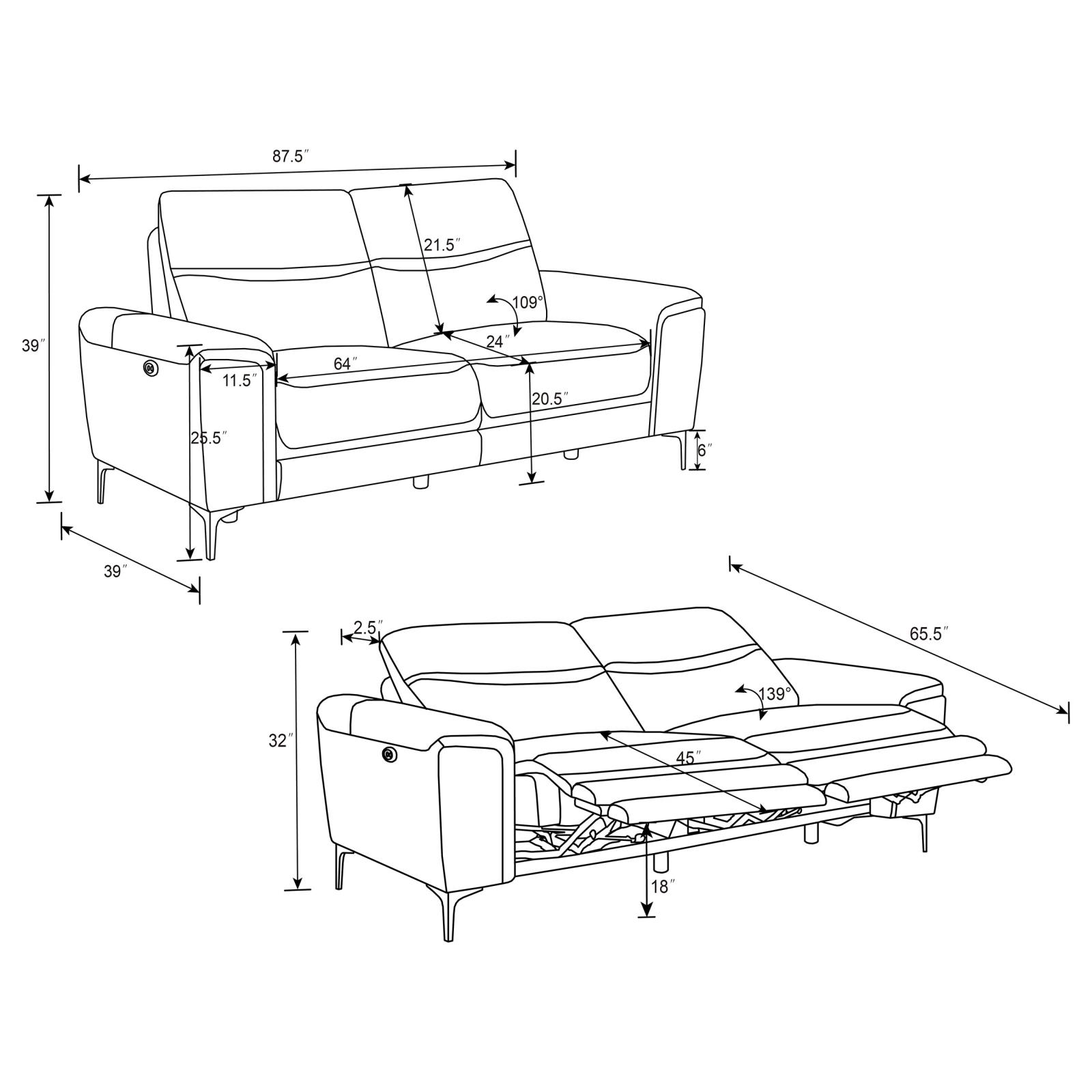Largo Leather/PVC Power Sofa