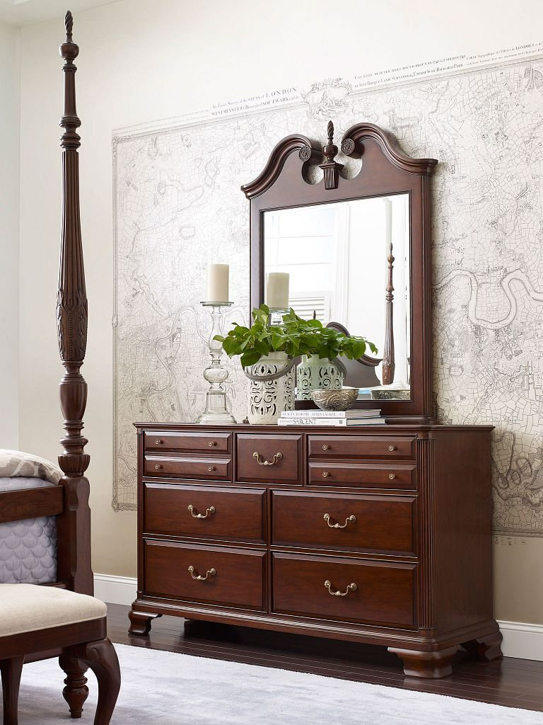 Hadleigh Rectangular Wood Vertical Pediment Mirror