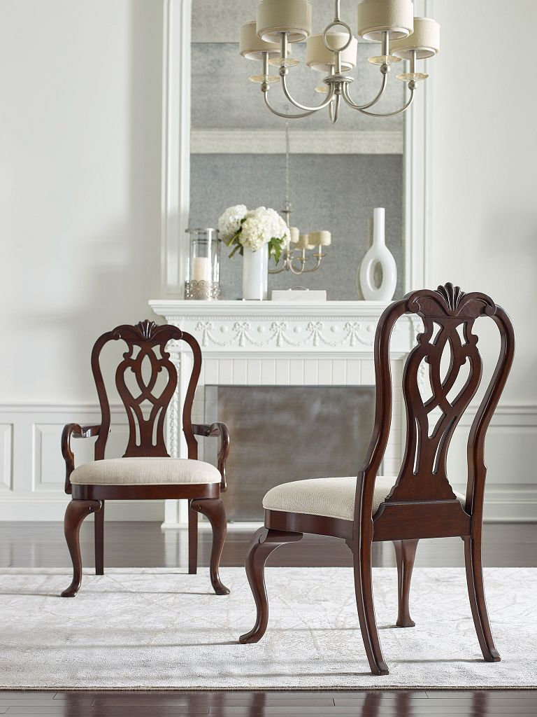 Hadleigh Queen Anne Fabric/Wood Arm Chair