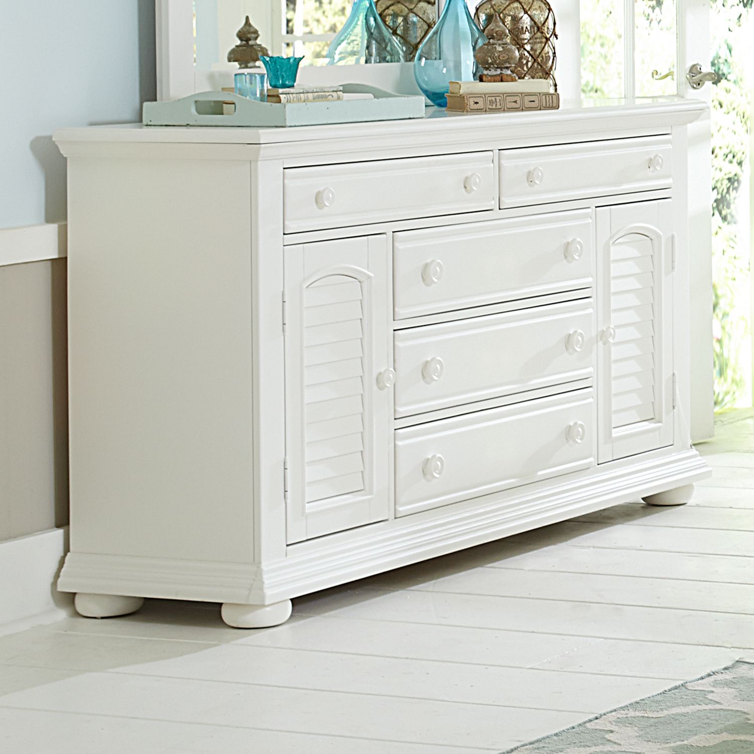 Summer House I MDF/Wood 2-Door 5-Drawer Dresser
