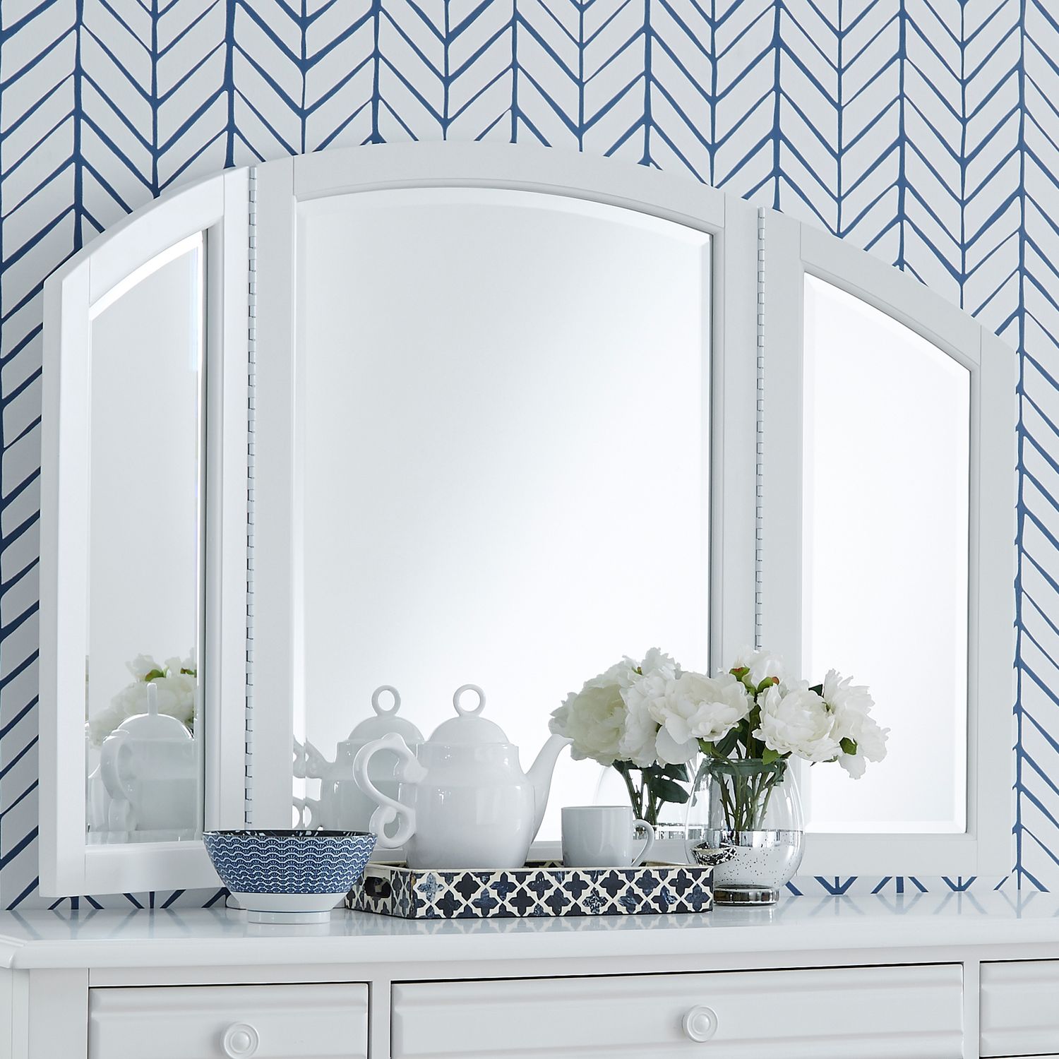 Summer House I Wood Vanity Tri-Fold Mirror