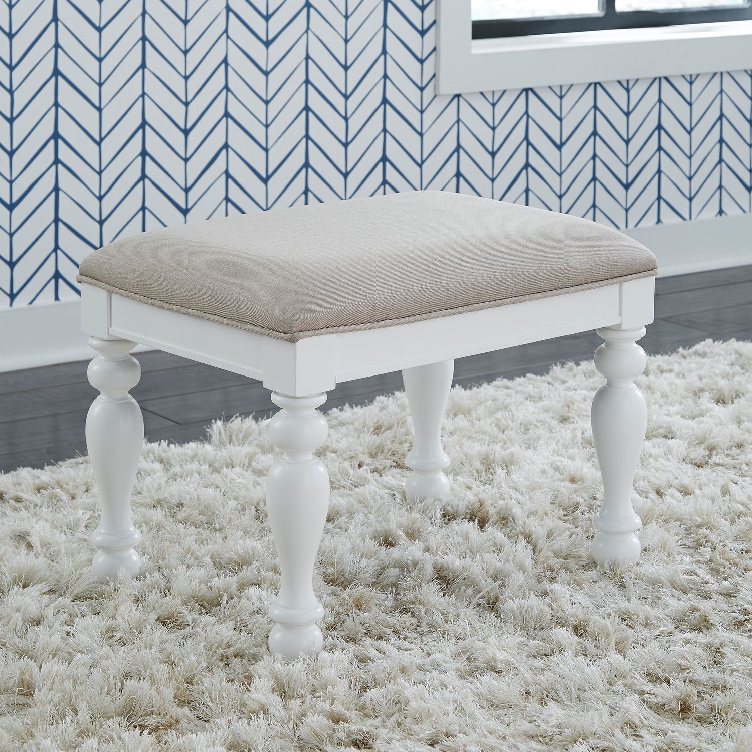 Summer House I Linen/Wood Vanity Stool