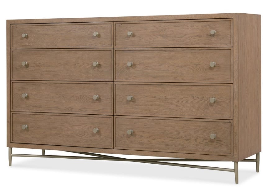 Sonnet Oak Veneer/Metal 8-Drawer Dresser