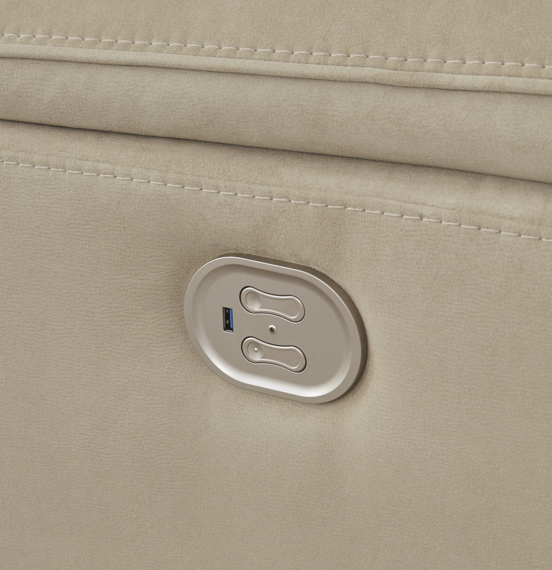 Ashley Faux Nubuck Leather loveseat USB Port