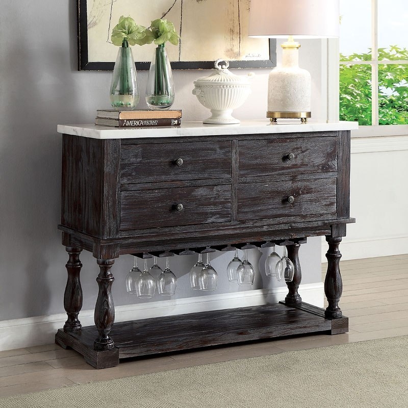 Gerardo Marble/Wood Trestle Dining Set