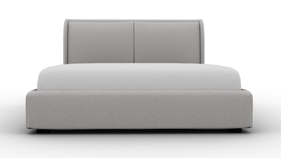 Dolly Voss/Boucle Fabric/Wood Platform Bed, Queen Size