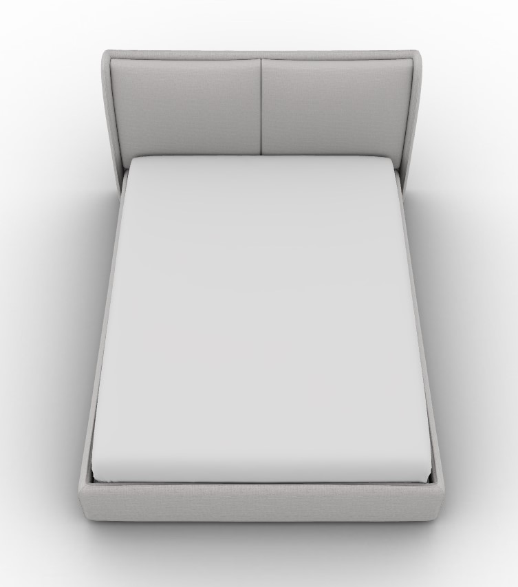 Dolly Voss/Boucle Fabric/Wood Platform Bed, Queen Size