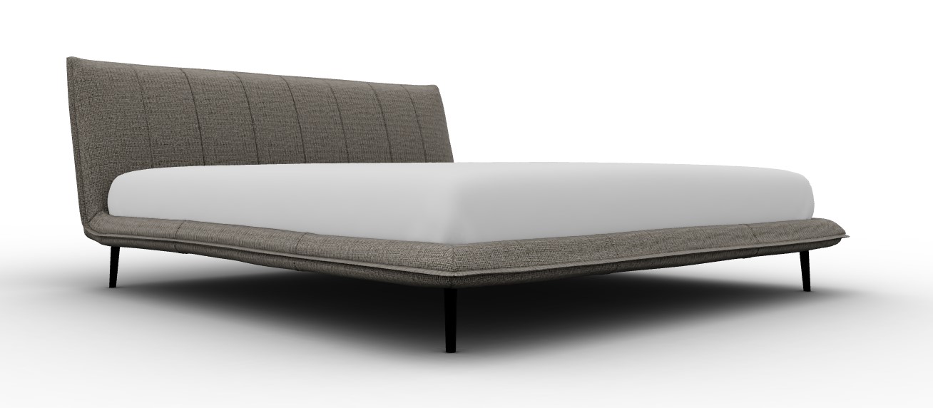 Fluff Boucle Fabric/Wood Platform Bed, King Size