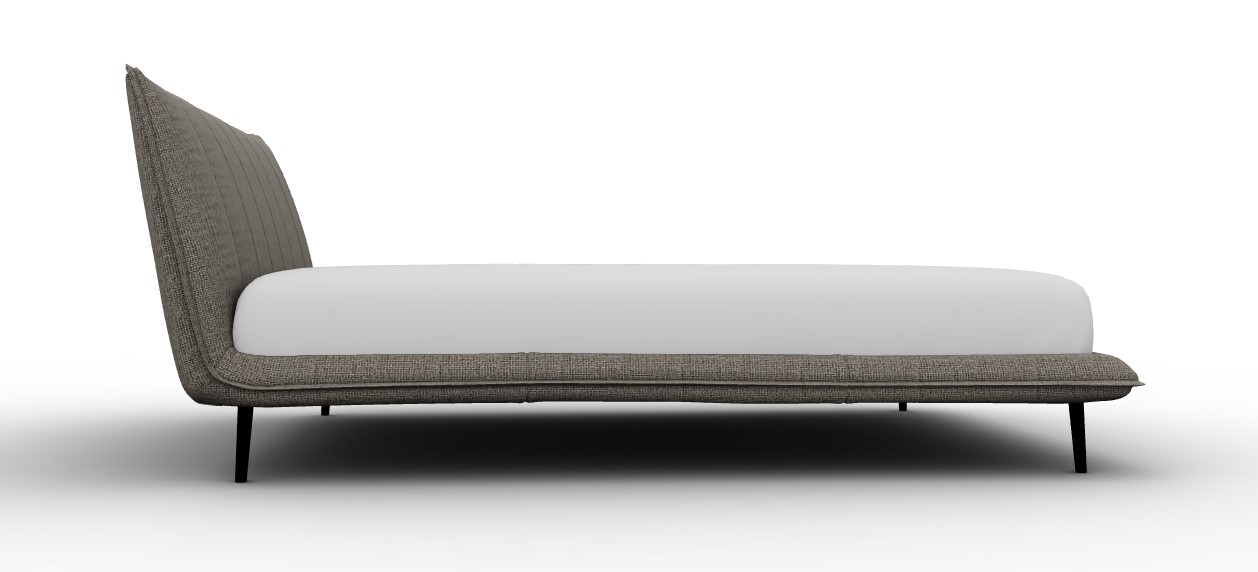Fluff Boucle Fabric/Wood Platform Bed, Queen Size