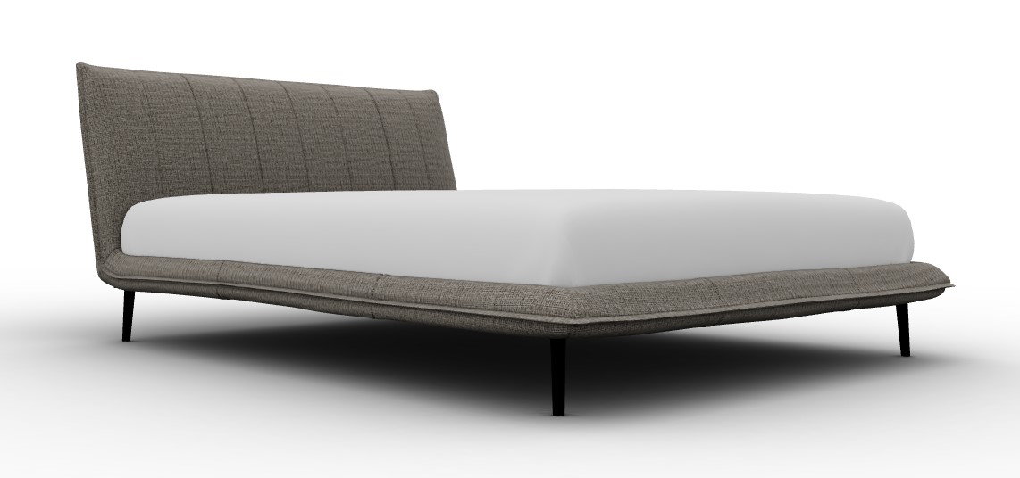 Fluff Boucle Fabric/Wood Platform Bed, Queen Size