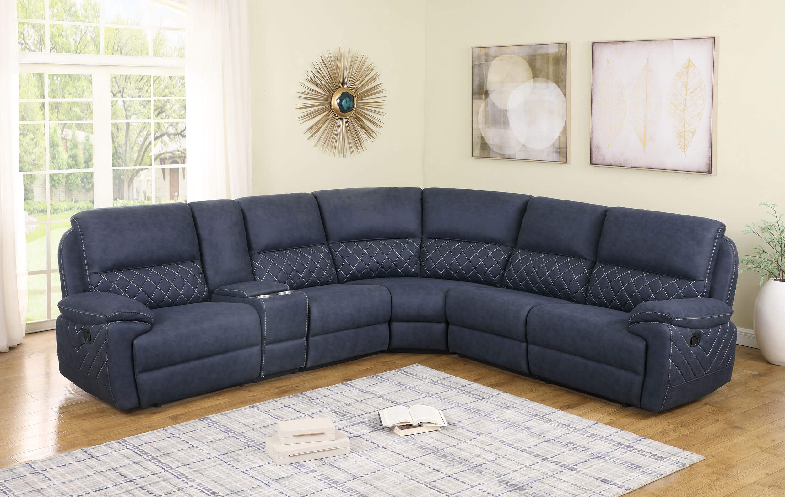 Variel 6-piece Faux Suede Modular Motion Sectional Sofa