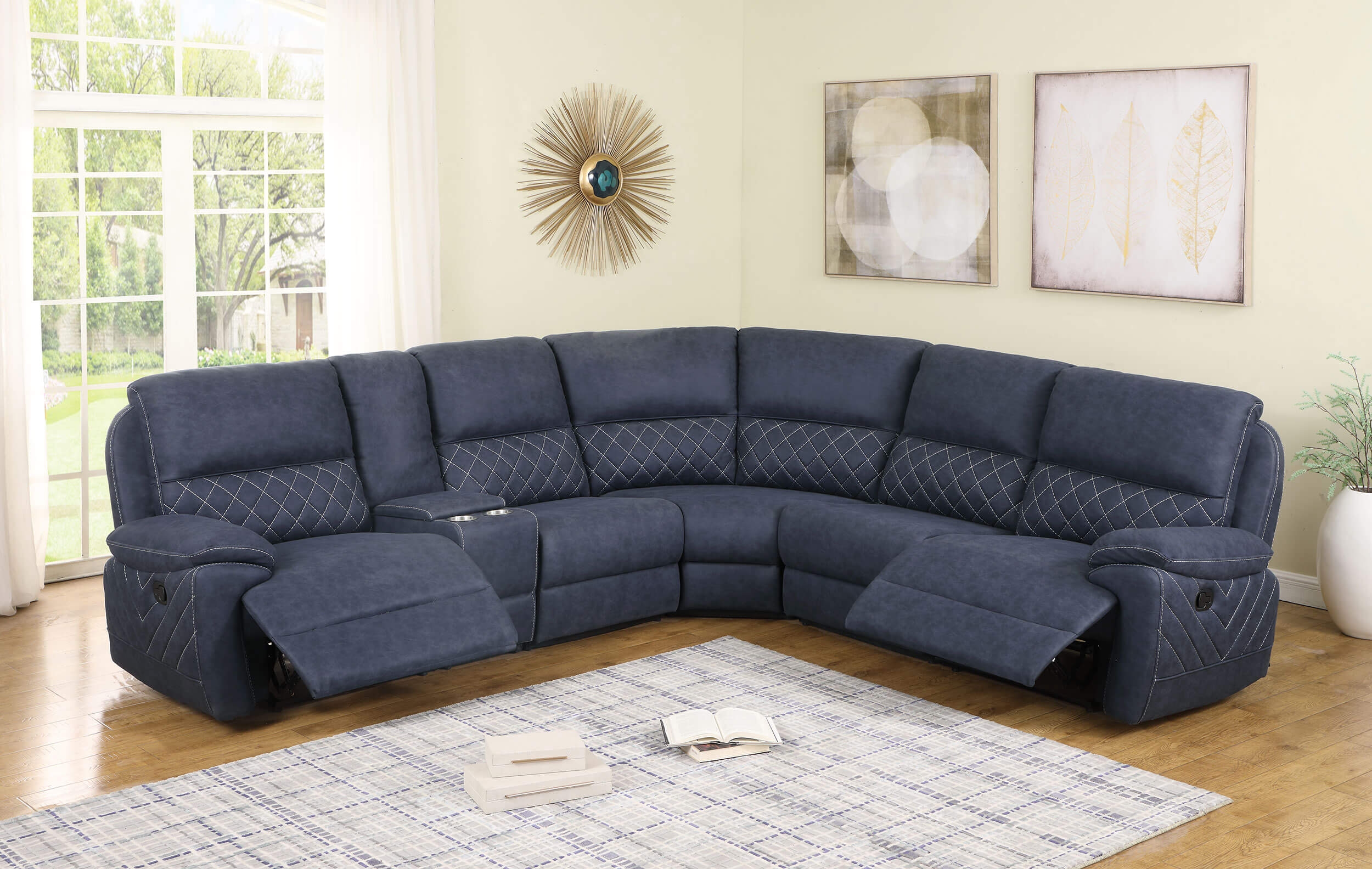 Variel 6-piece Faux Suede Modular Motion Sectional Sofa