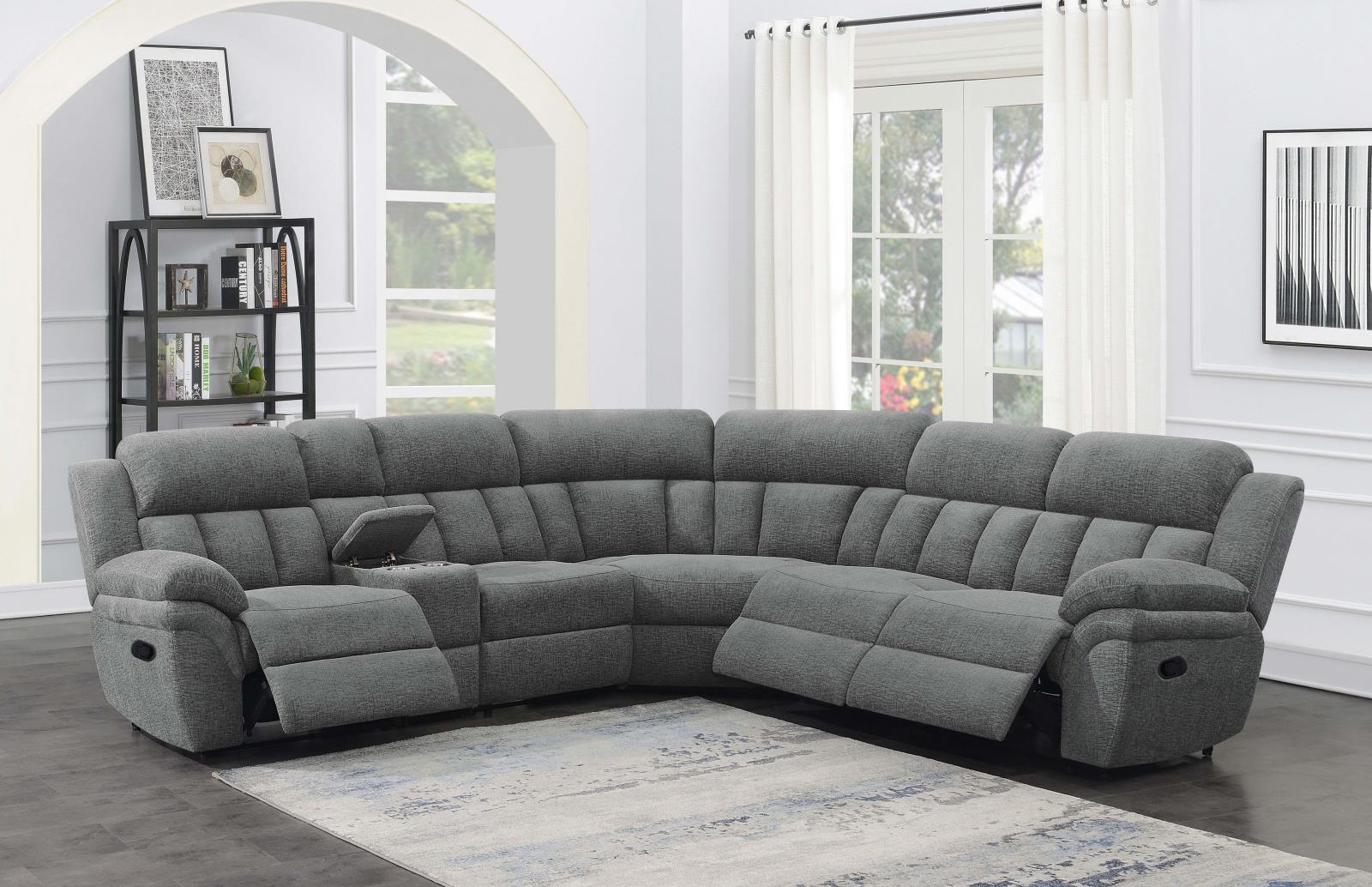 Bahrain 6-piece Chenille Fabric Motion L-Shape Sectional Sofa