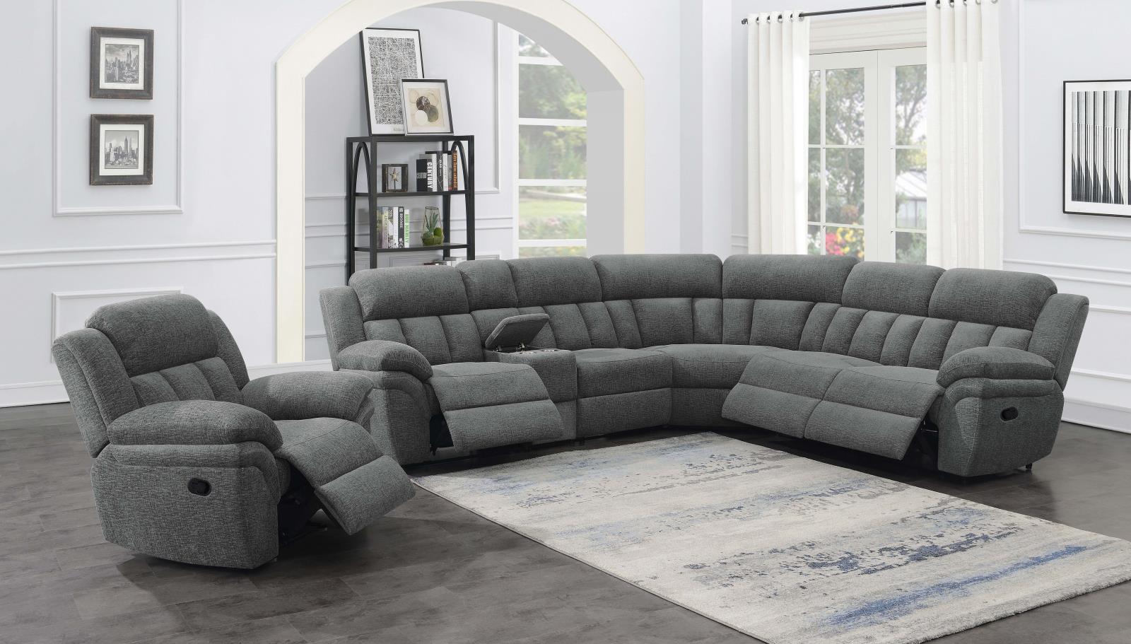 Bahrain 6-piece Chenille Fabric Motion L-Shape Sectional Sofa