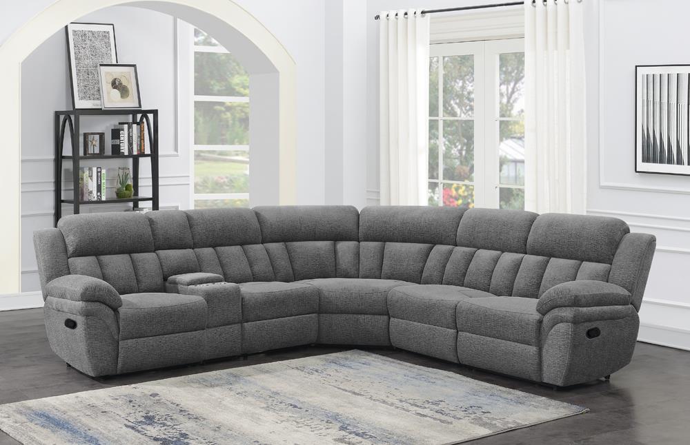 Bahrain 6-piece Chenille Power Reclining L-Shape Sectional Sofa w/Power Outlet