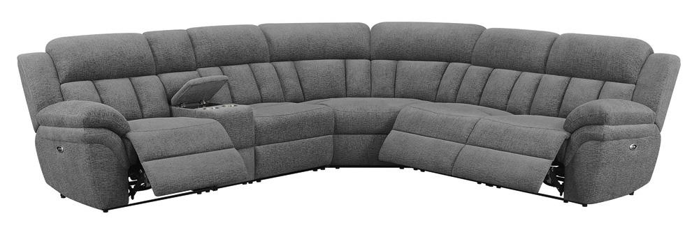 Bahrain 6-piece Chenille Fabric Motion L-Shape Sectional Sofa