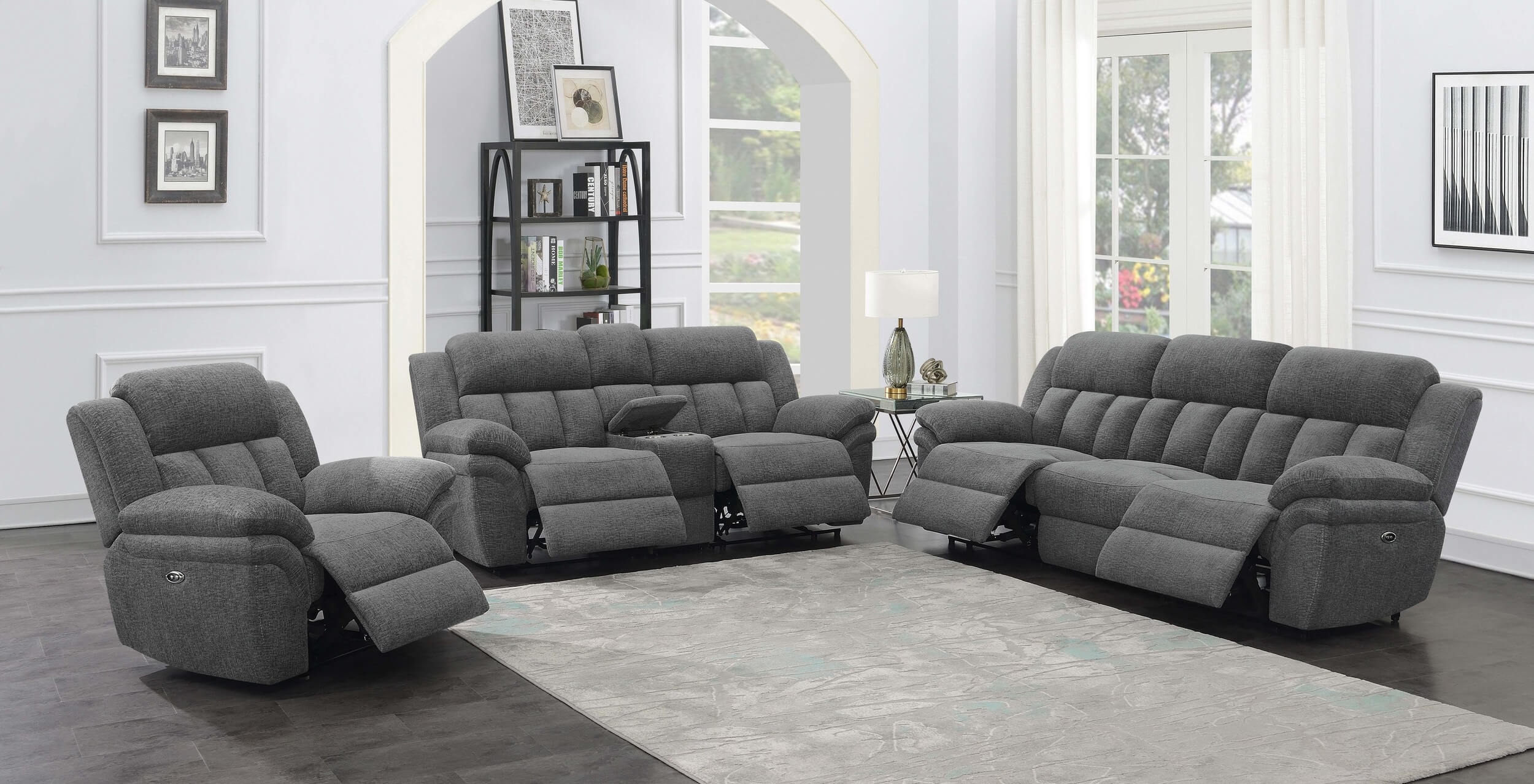 Pemberly Row 5-Piece Upholstered Theater Seating Charcoal