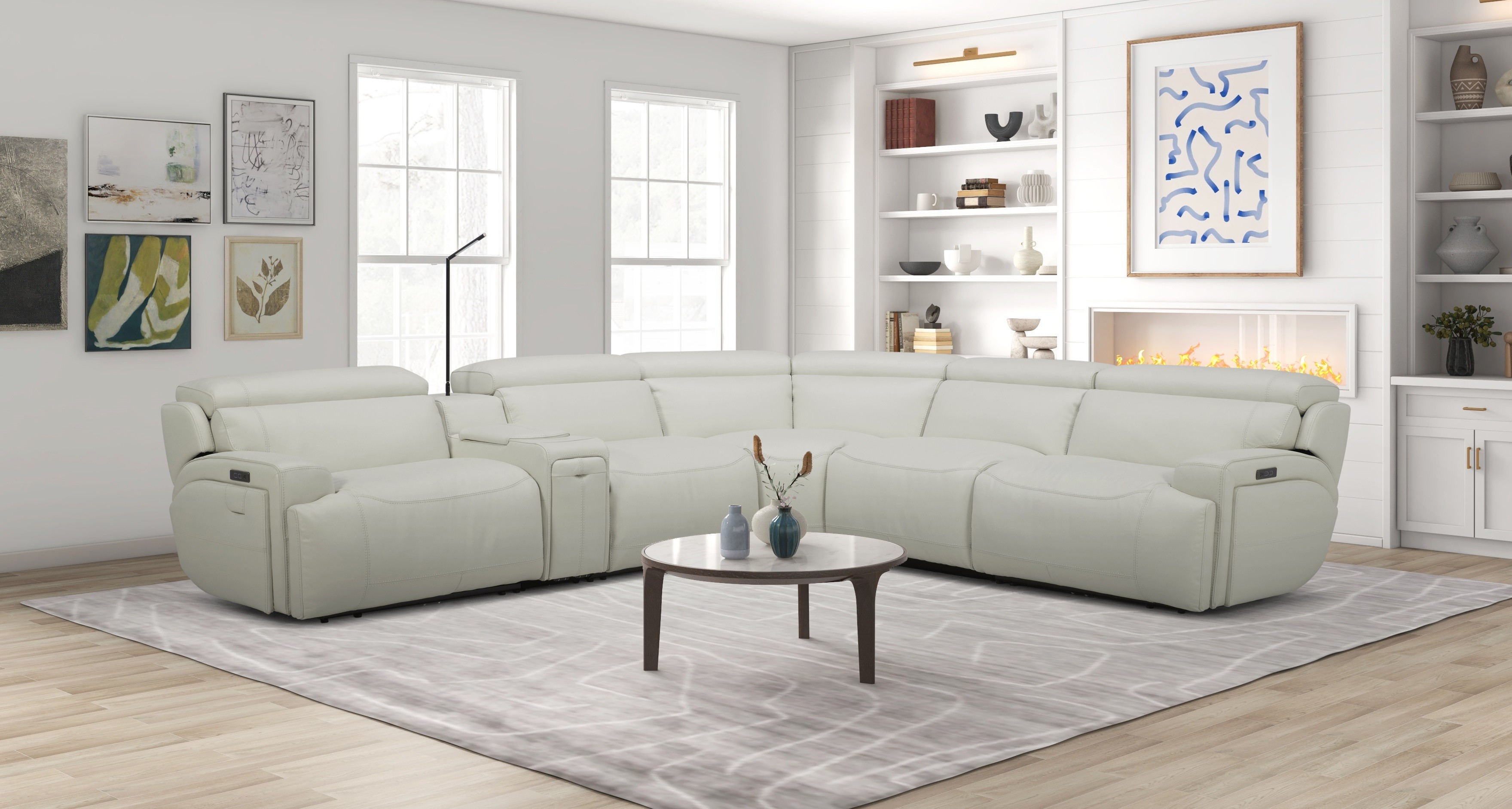 6095B Leather Sectional Sofa