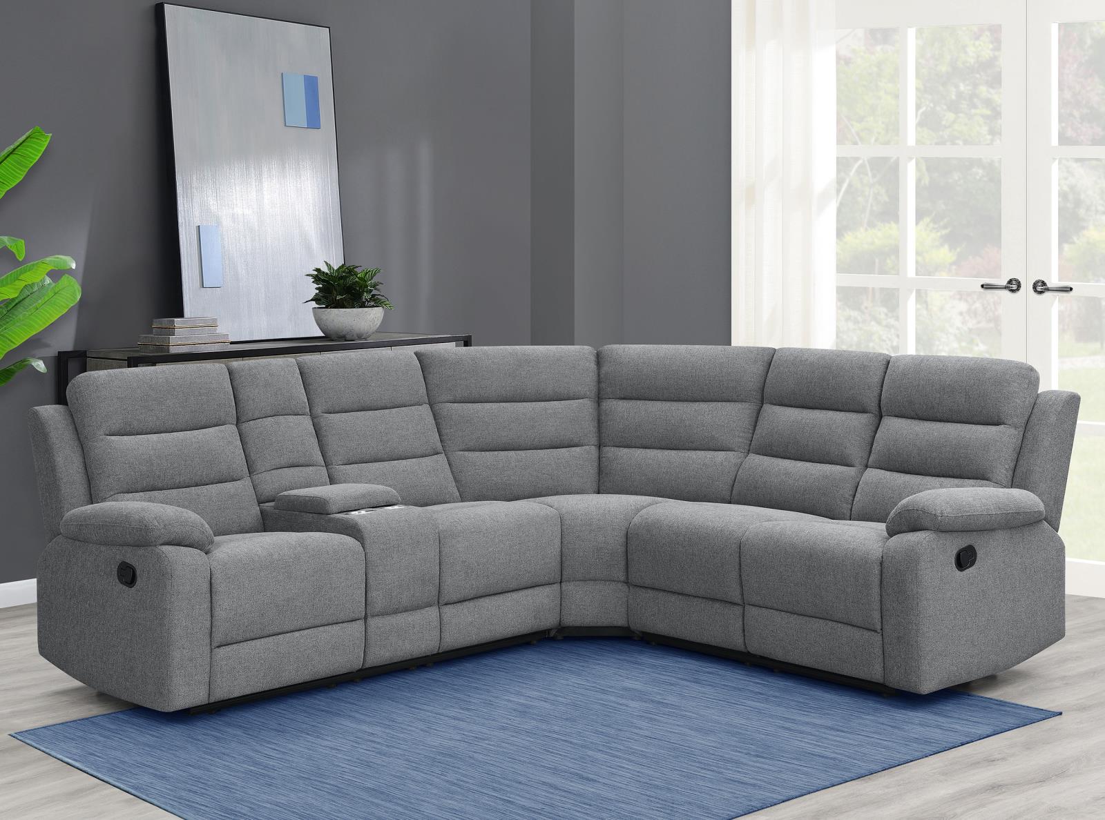 David 3-piece Fabric Motion Sectional with Pillow Arms