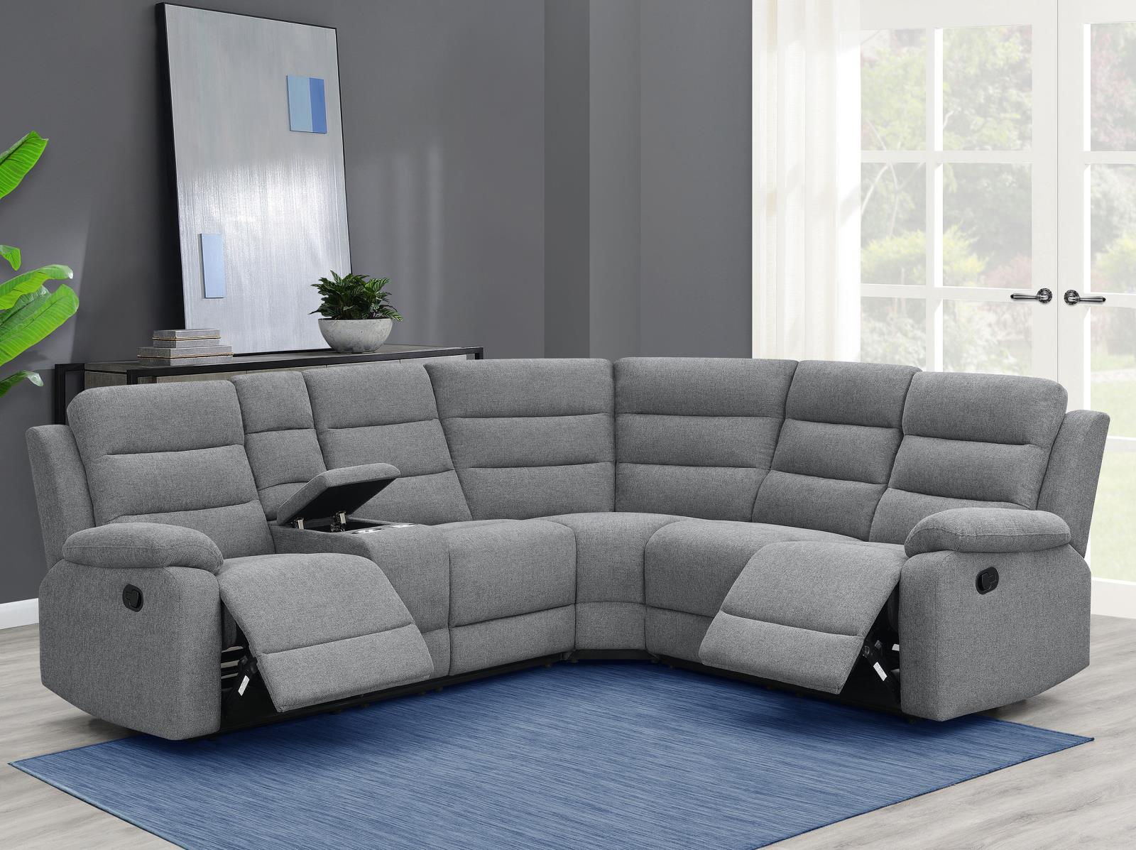 David 3-piece Fabric Motion Sectional with Pillow Arms