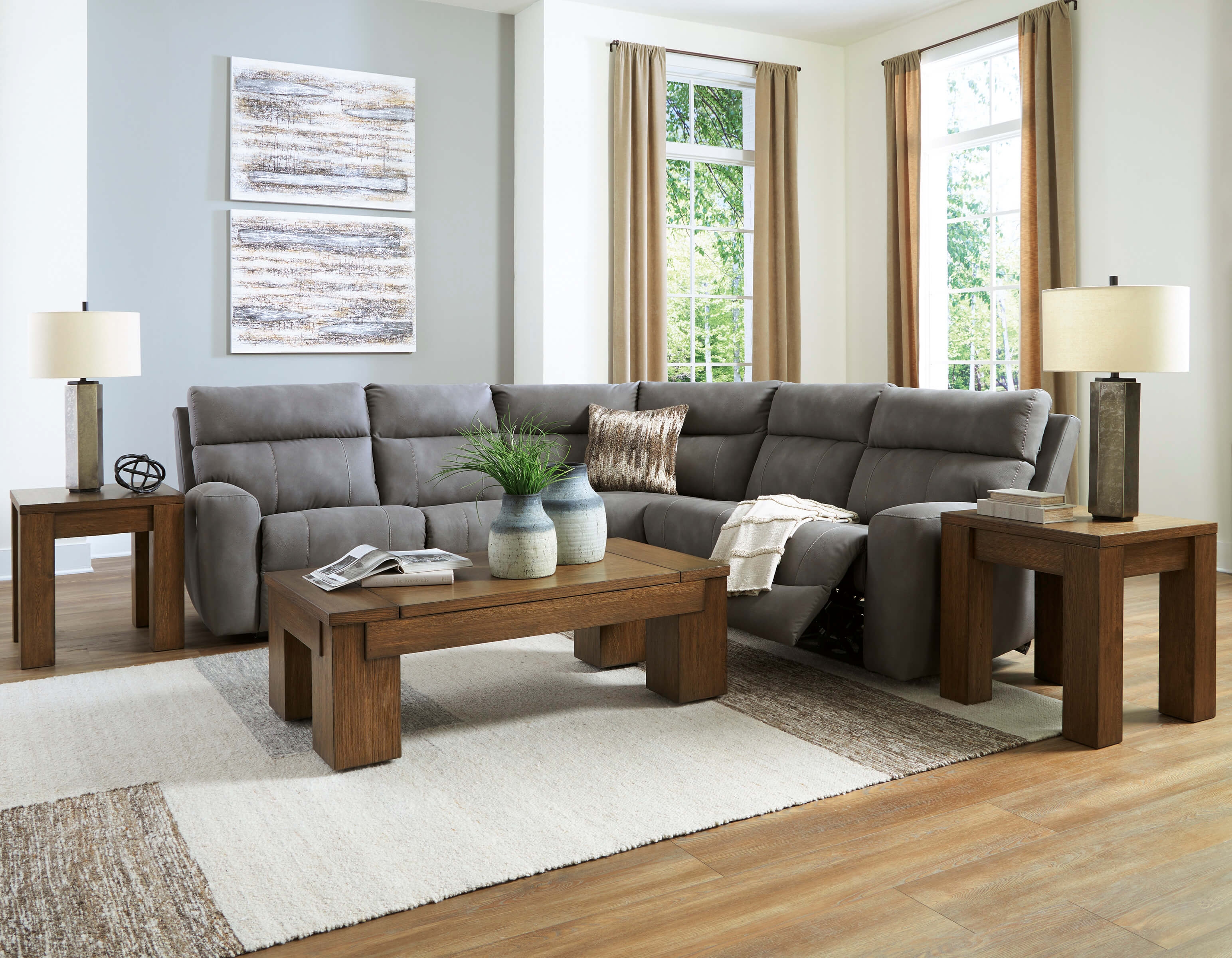 Next-Gen DuraPella 5-Piece Polyester/PU Power Reclining Sectional Sofa