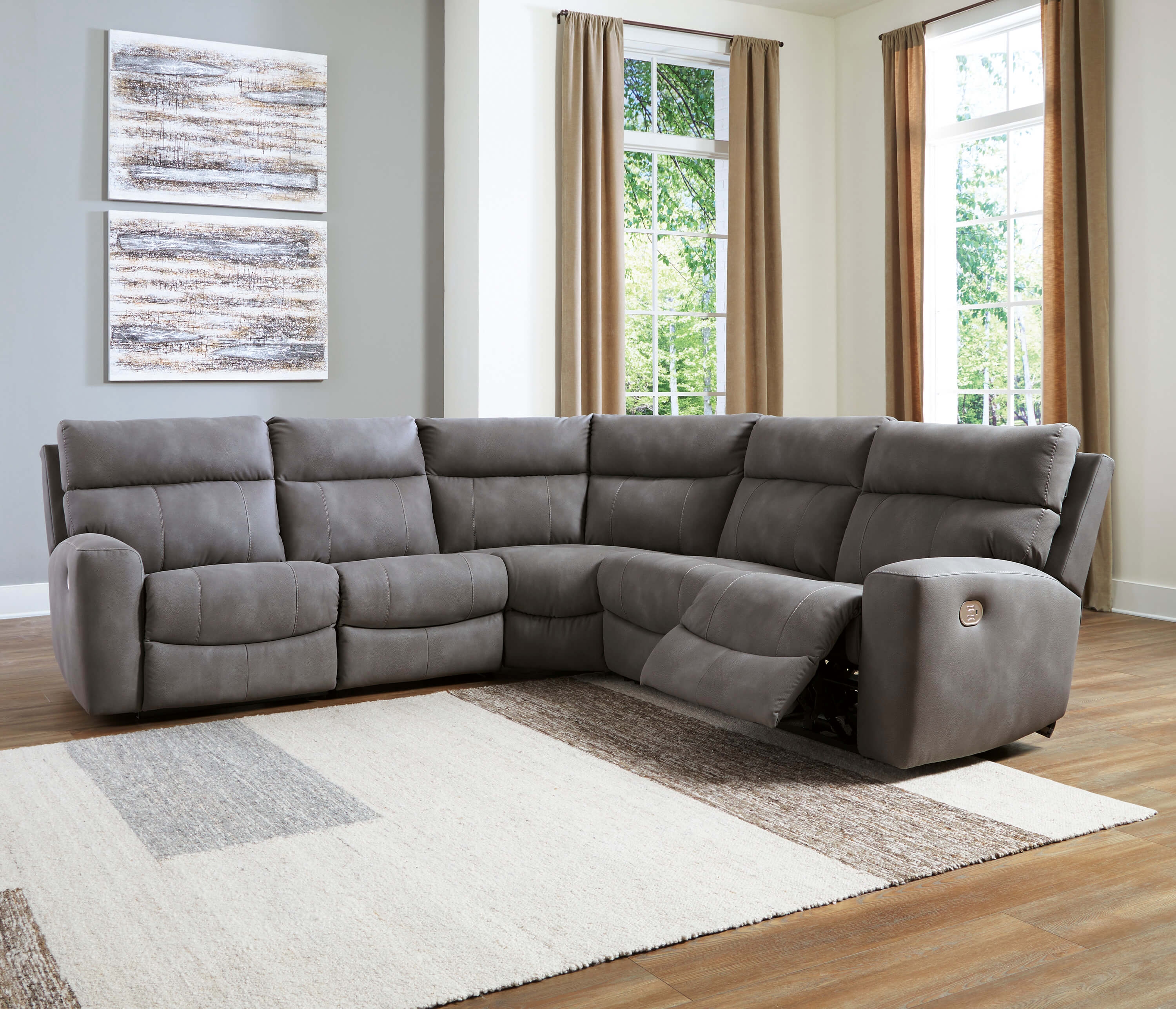 Next-Gen DuraPella 5-Piece Polyester/PU Power Reclining Sectional Sofa