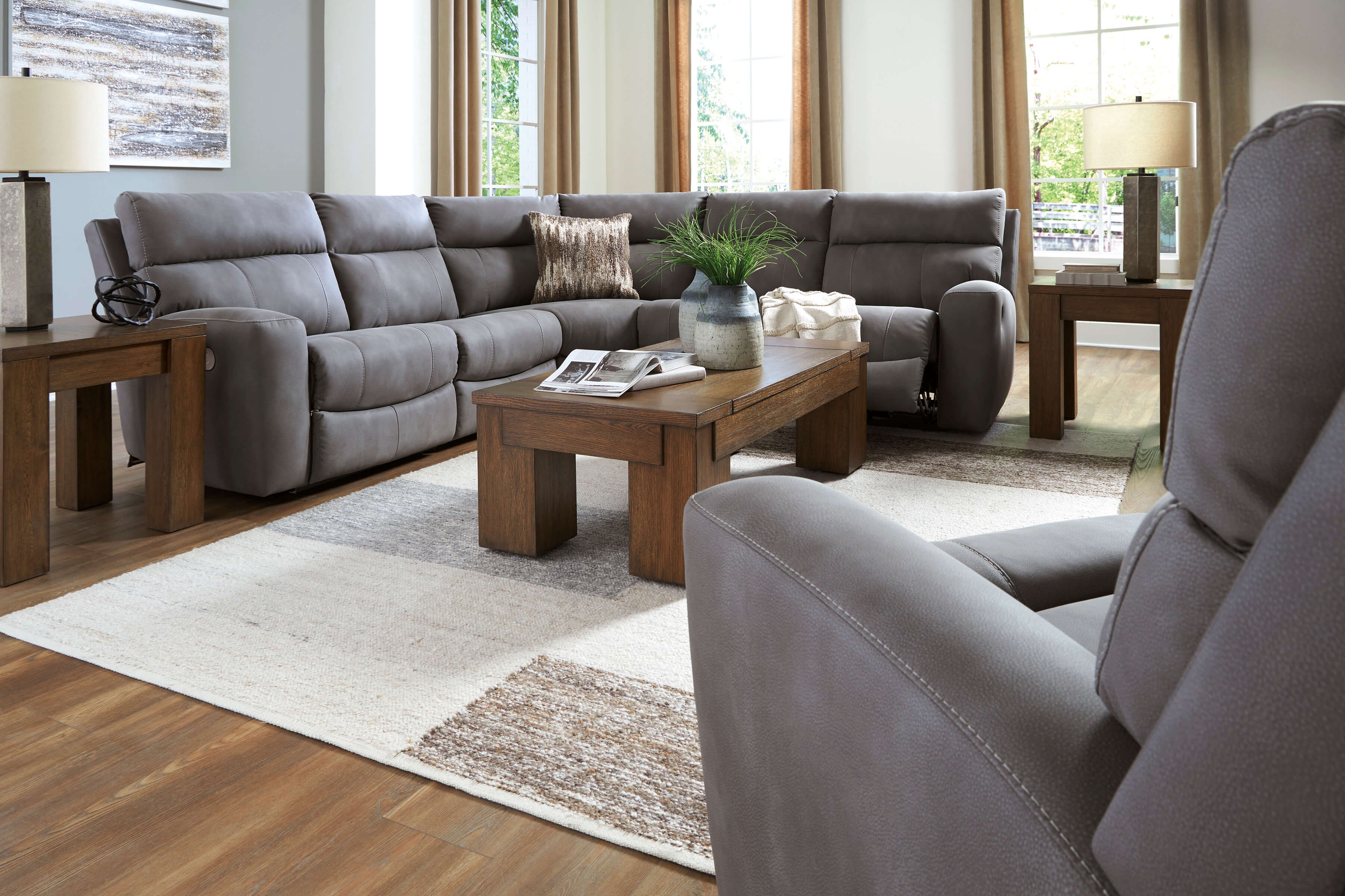 Next-Gen DuraPella 5-Piece Polyester/PU Power Reclining Sectional Sofa