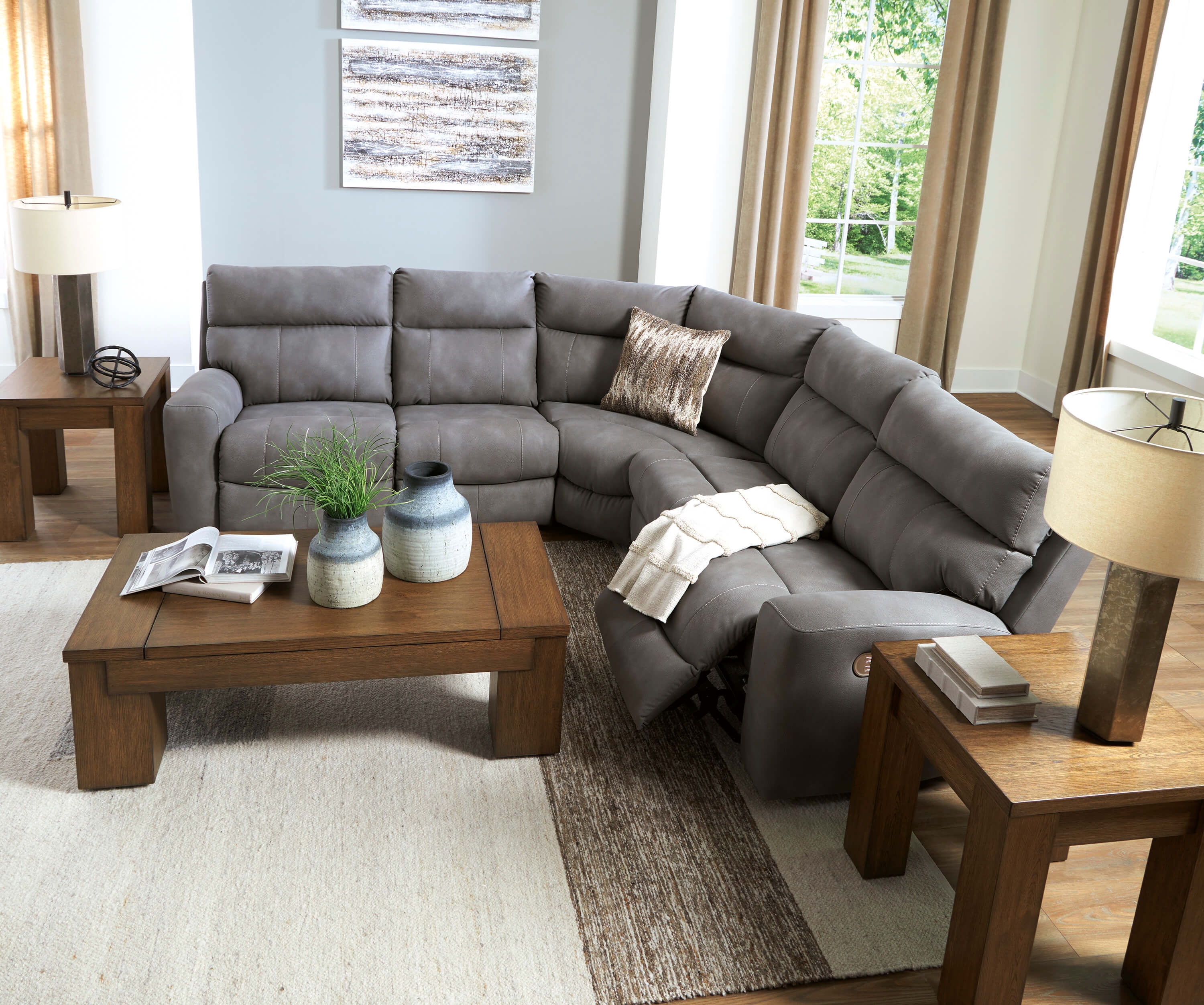 Next-Gen DuraPella 5-Piece Polyester/PU Power Reclining Sectional Sofa