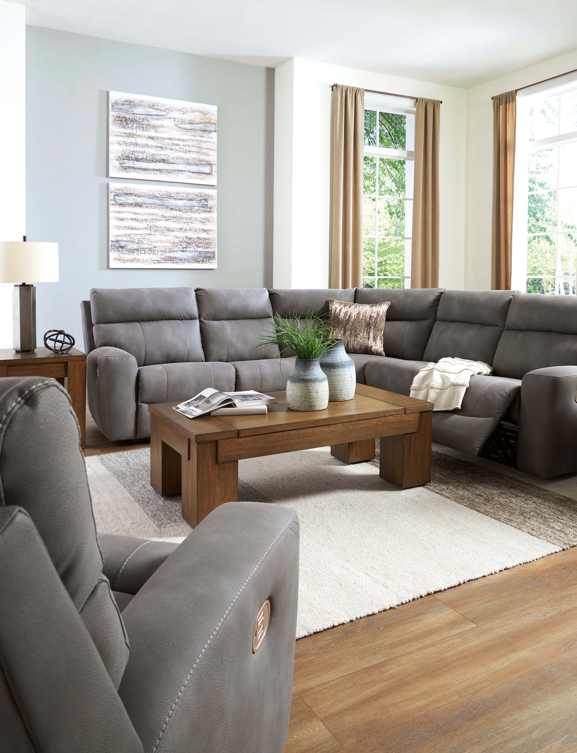 Next-Gen DuraPella 5-Piece Polyester/PU Power Reclining Sectional Sofa