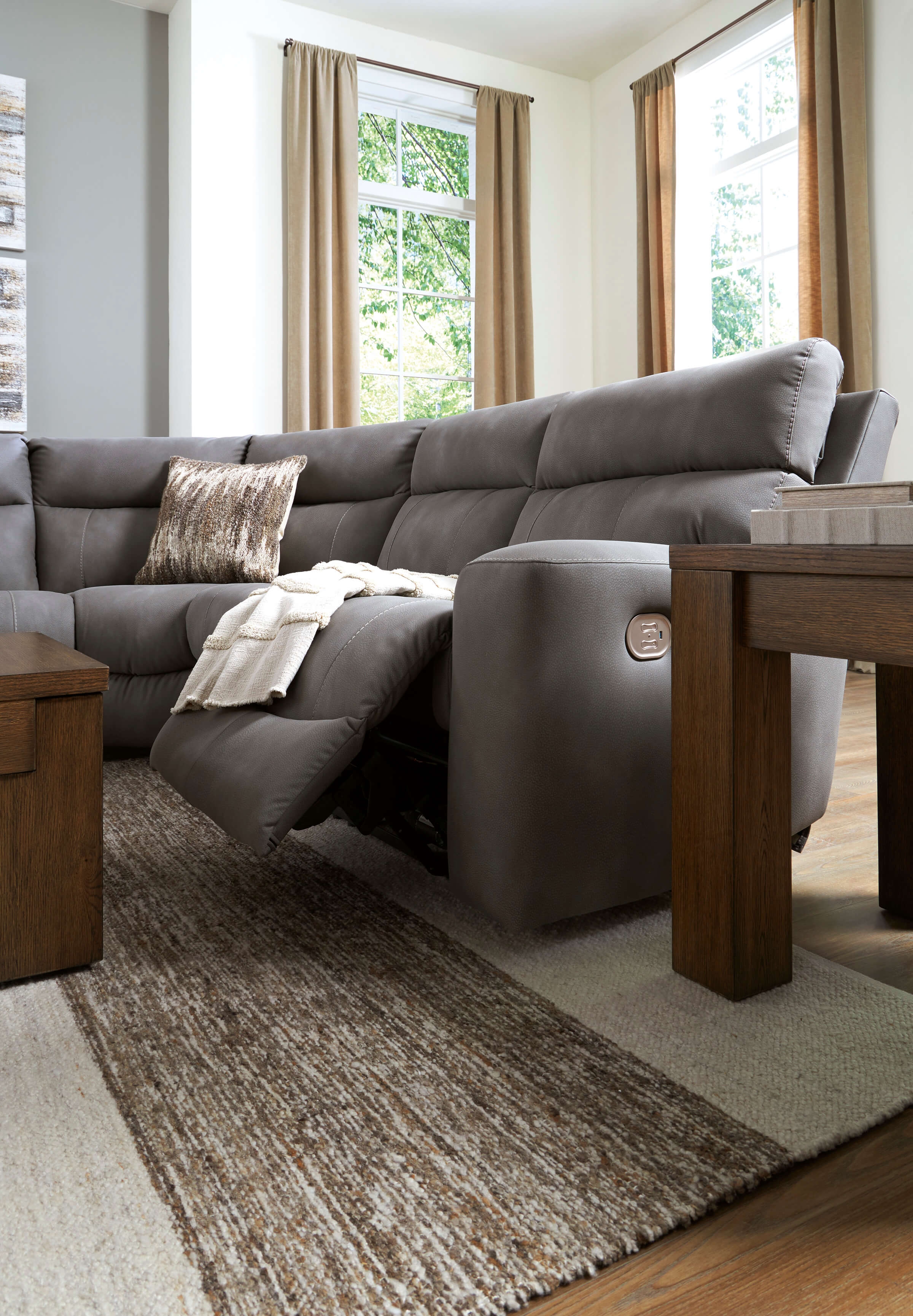 Next-Gen DuraPella 5-Piece Polyester/PU Power Reclining Sectional Sofa