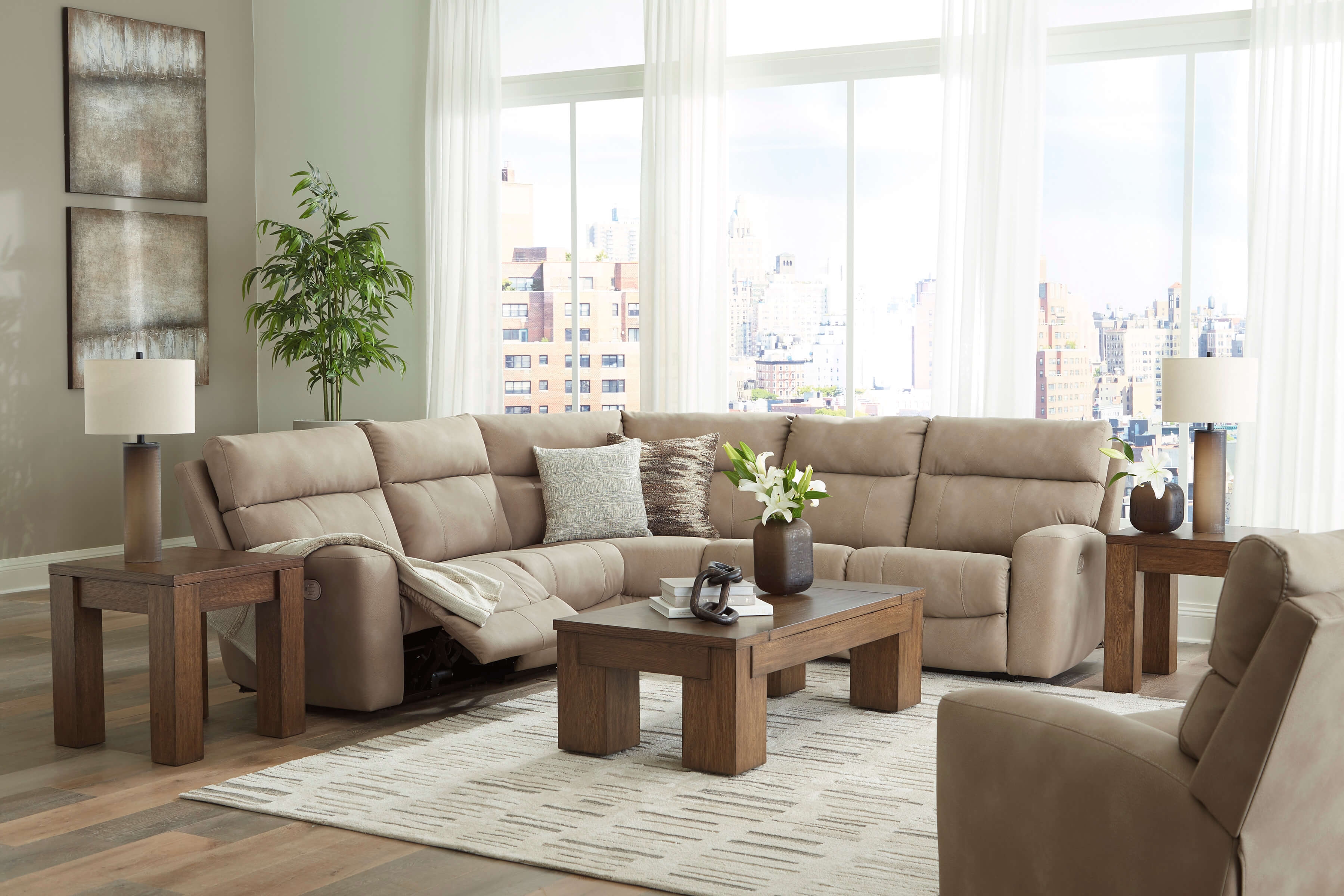 Next-Gen DuraPella 5-Piece Polyester/PU Power Reclining Sectional Sofa